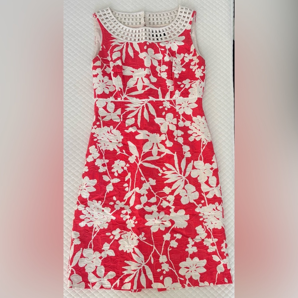 Floral Red and White Midi Dress